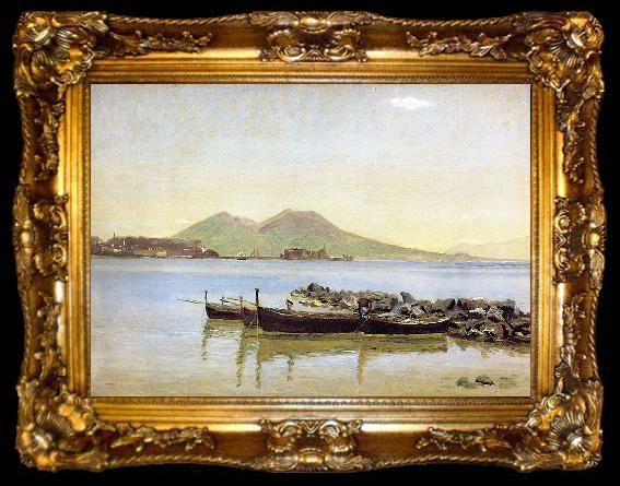 framed  Christen Kobke The Bay of Naples with Vesuvius in the Background, ta009-2